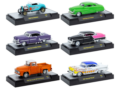 'Auto Meets' Set of 6 Cars IN DISPLAY CASES Release 88 Limited Edition 1/64 Diecast Model Cars by M2 Machines