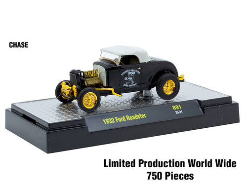 'Auto Meets' Set of 6 Cars IN DISPLAY CASES Release 91 Limited Edition 1/64 Diecast Model Cars by M2 Machines