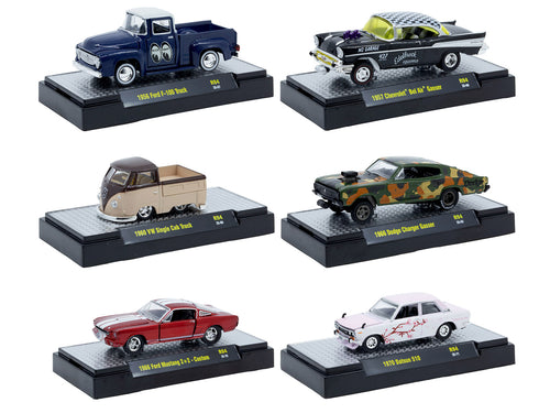 'Auto Meets' Set of 6 Cars IN DISPLAY CASES Release 94 Limited Edition 1/64 Diecast Model Cars by M2 Machines