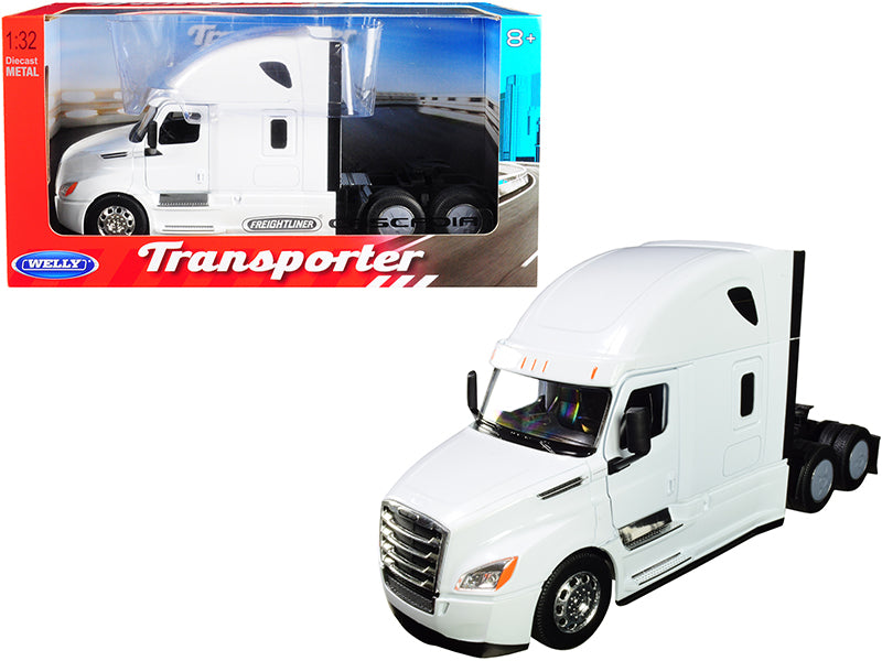 Freightliner Cascadia Truck White 'Transporter' 1/32 Diecast Model by Welly