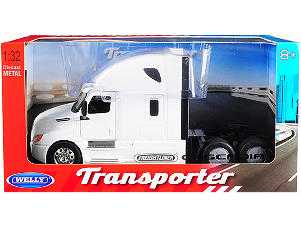 Freightliner Cascadia Truck White 'Transporter' 1/32 Diecast Model by Welly