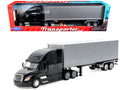 Freightliner Cascadia Truck Black with Silver Container 'Transporter' Series 1/32 Diecast Model by Welly