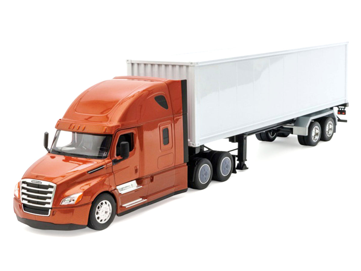 Freightliner Cascadia Truck Bronze Metallic with White Container 'Transporter' Series 1/32 Diecast Model by Welly