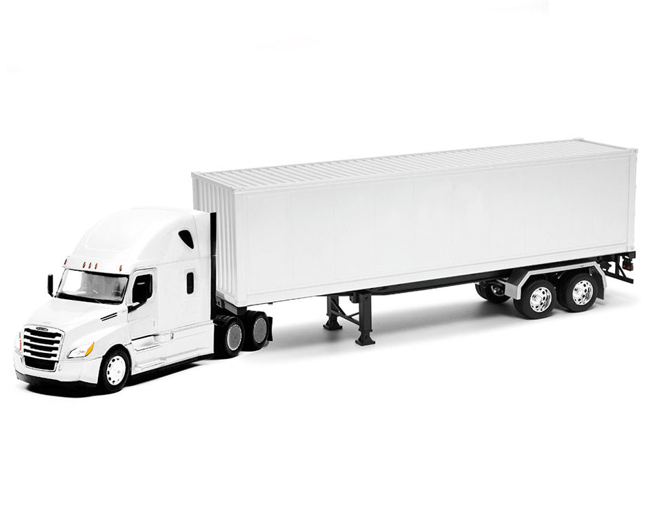 Freightliner Cascadia Truck White with White Container 'Transporter' Series 1/32 Diecast Model by Welly