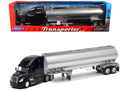 Freightliner Cascadia Truck Black with Silver Tanker Trailer 'Transporter' Series 1/32 Diecast Model by Welly