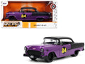 1955 Chevrolet Bel Air #24 Purple Metallic and Matt Black 'Bigtime Muscle' Series 1/24 Diecast Model Car by Jada