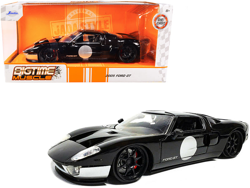 2005 Ford GT Black and Silver 'Bigtime Muscle' Series 1/24 Diecast Model Car by Jada