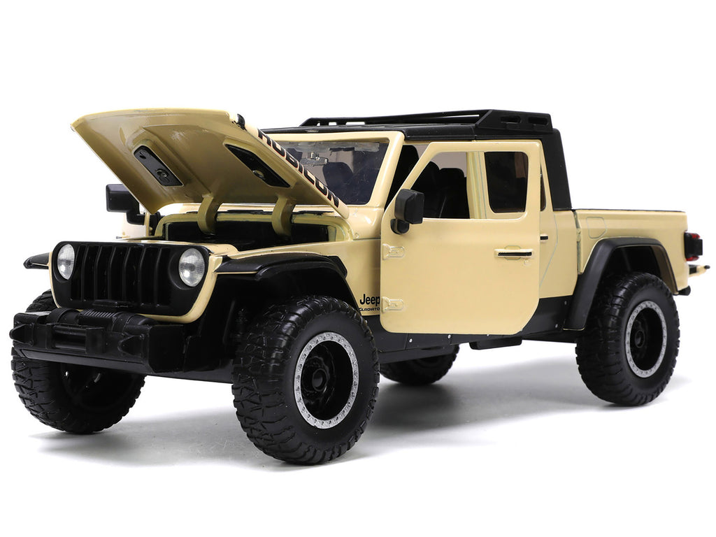 2020 Jeep Gladiator Rubicon Pickup Truck Cream with Roof Rack with Extra Wheels 'Just Trucks' Series 1/24 Diecast Model Car by Jada