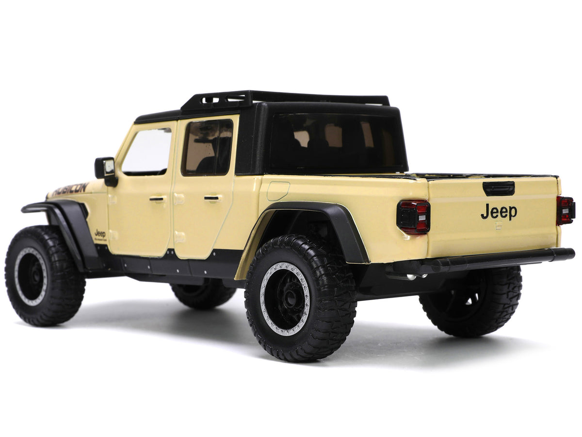 2020 Jeep Gladiator Rubicon Pickup Truck Cream with Roof Rack with Extra Wheels 'Just Trucks' Series 1/24 Diecast Model Car by Jada