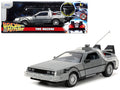 DeLorean Brushed Metal Time Machine with Lights 'Back to the Future' (1985) Movie 'Hollywood Rides' Series 1/24 Diecast Model Car by Jada