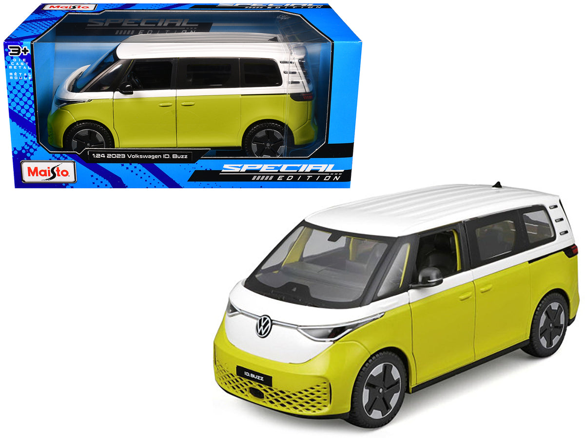 2023 Volkswagen ID. Buzz Van Yellow and White 'Special Edition' Series 1/24 Diecast Model Car by Maisto
