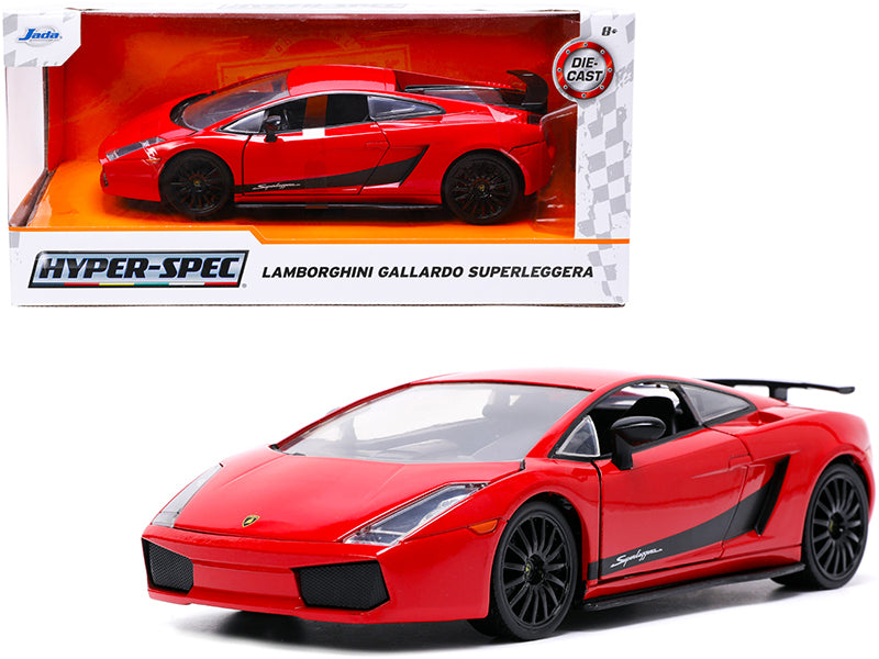  Lamborghini Gallardo Superleggera Red with Black Stripes 'Hyper-Spec' Series 1/24 Diecast Model Car by Jada