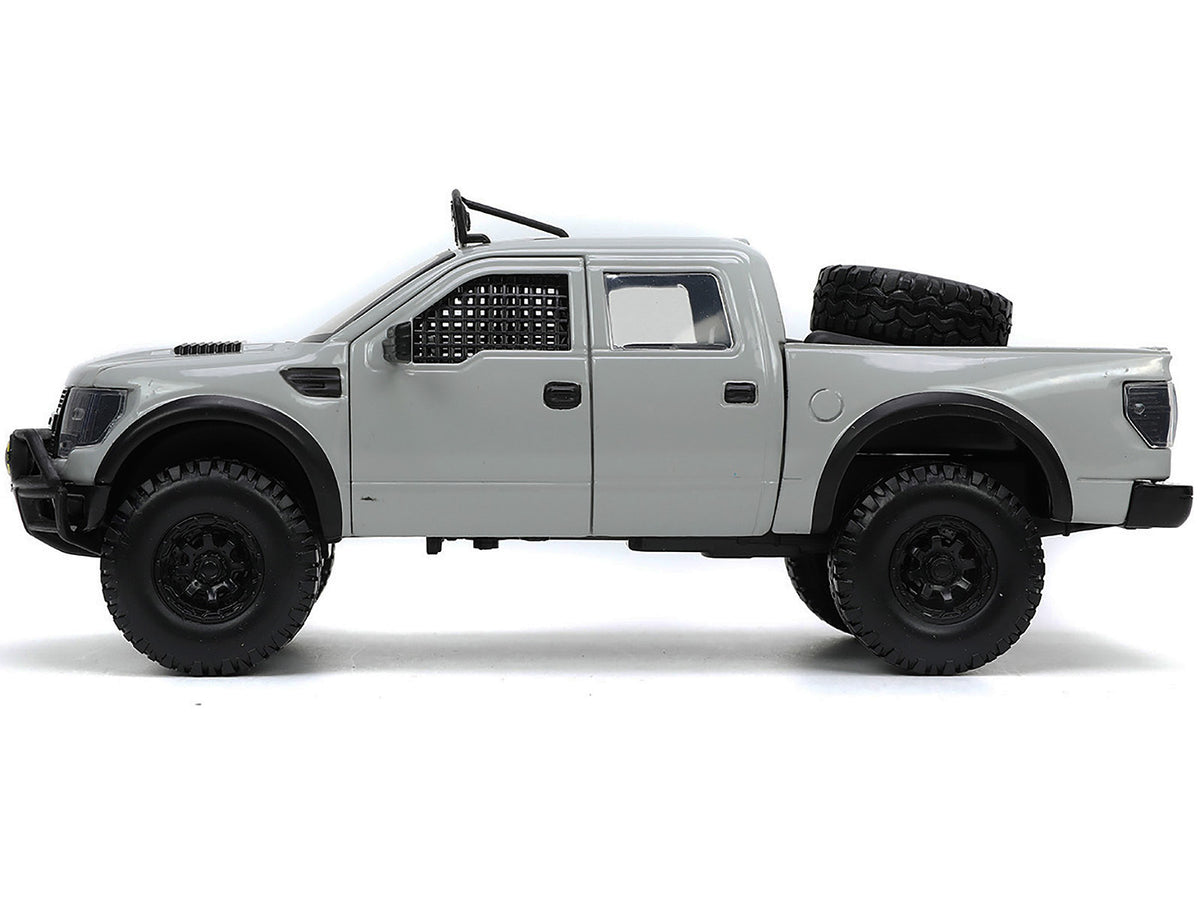 2011 Ford F-150 SVT Raptor Pickup Truck Light Gray with Extra Wheels 'Just Trucks' Series 1/24 Diecast Model Car by Jada