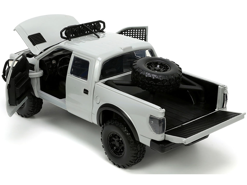 2011 Ford F-150 SVT Raptor Pickup Truck Light Gray with Extra Wheels 'Just Trucks' Series 1/24 Diecast Model Car by Jada