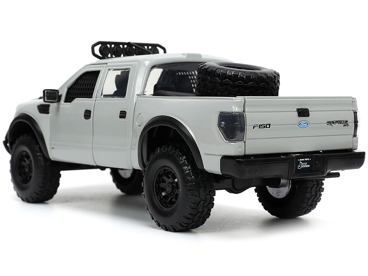 2011 Ford F-150 SVT Raptor Pickup Truck Light Gray with Extra Wheels 'Just Trucks' Series 1/24 Diecast Model Car by Jada