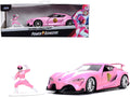 Toyota FT-1 Concept Pink Metallic and Pink Ranger Diecast Figurine 'Power Rangers' 'Hollywood Rides' Series 1/32 Diecast Model Car by Jada