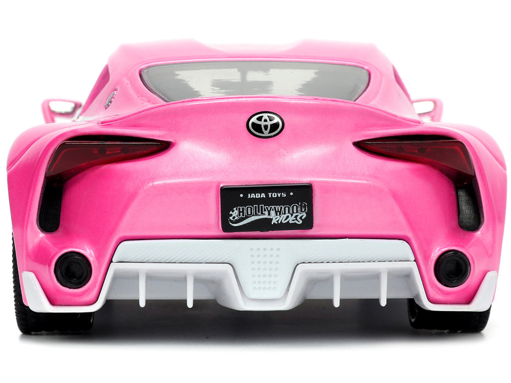 Toyota FT-1 Concept Pink Metallic and Pink Ranger Diecast Figurine 'Power Rangers' 'Hollywood Rides' Series 1/24 Diecast Model Car by Jada
