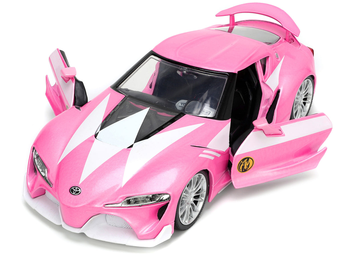 Toyota FT-1 Concept Pink Metallic and Pink Ranger Diecast Figurine 'Power Rangers' 'Hollywood Rides' Series 1/24 Diecast Model Car by Jada