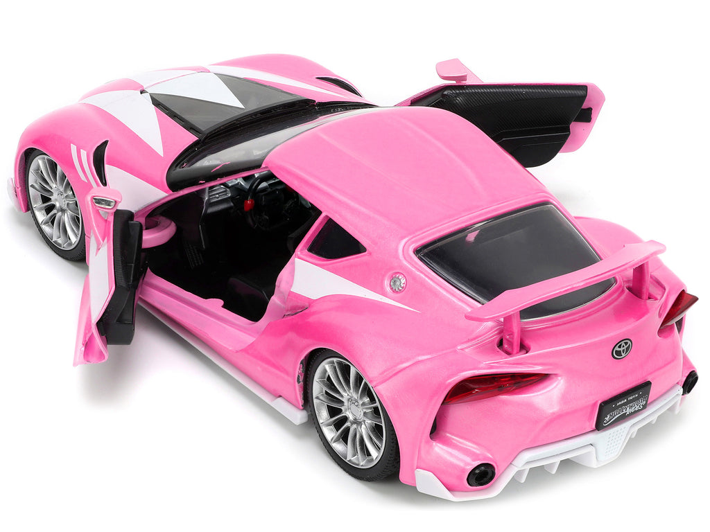 Toyota FT-1 Concept Pink Metallic and Pink Ranger Diecast Figurine 'Power Rangers' 'Hollywood Rides' Series 1/24 Diecast Model Car by Jada