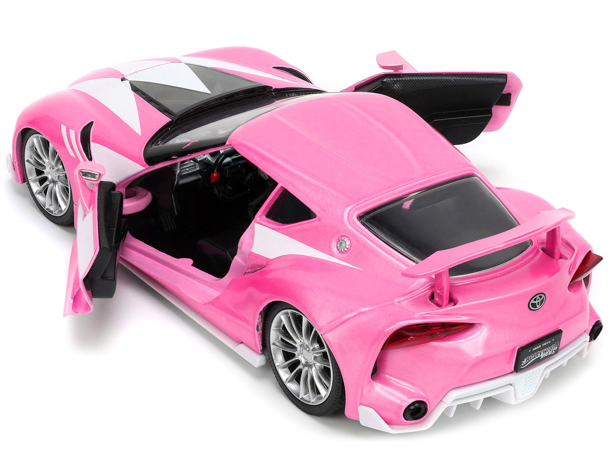 Toyota FT-1 Concept Pink Metallic and Pink Ranger Diecast Figurine 'Power Rangers' 'Hollywood Rides' Series 1/24 Diecast Model Car by Jada