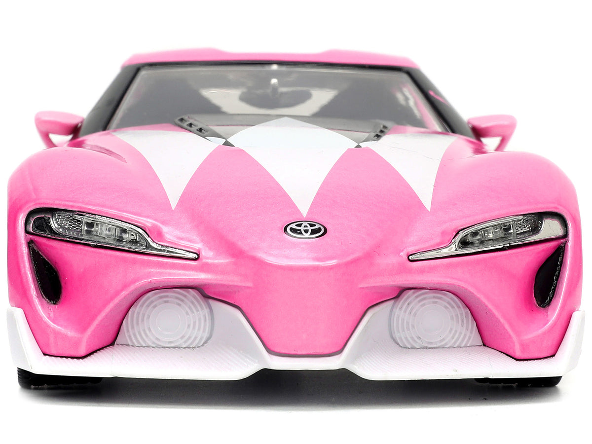 Toyota FT-1 Concept Pink Metallic and Pink Ranger Diecast Figurine 'Power Rangers' 'Hollywood Rides' Series 1/24 Diecast Model Car by Jada
