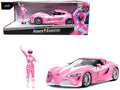 Toyota FT-1 Concept Pink Metallic and Pink Ranger Diecast Figurine 'Power Rangers' 'Hollywood Rides' Series 1/24 Diecast Model Car by Jada