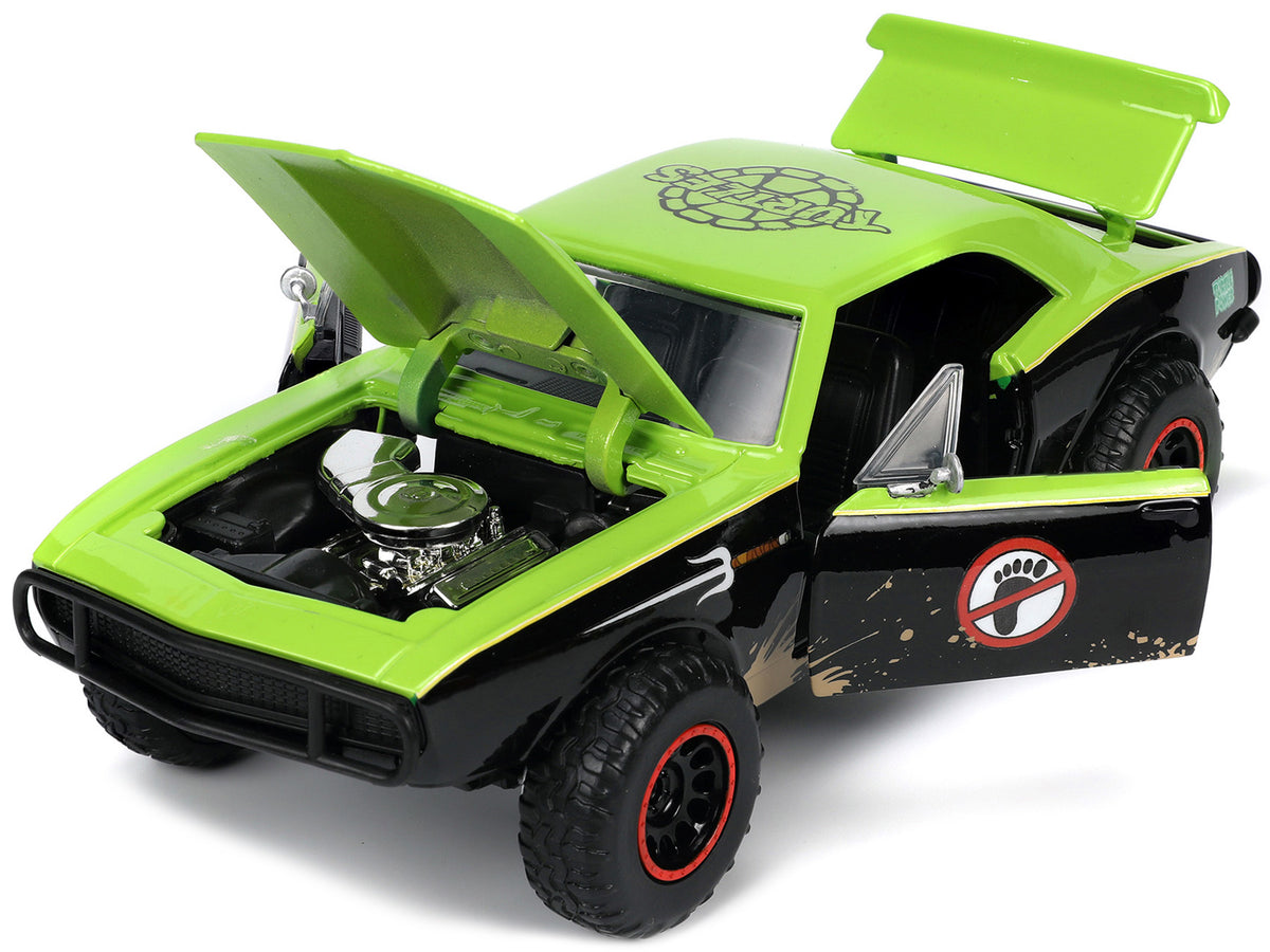 1967 Chevrolet Camaro Offroad Bright Green and Matt Black (Dirty Version) and Raphael Diecast Figure 'Teenage Mutant Ninja Turtles' 'Hollywood Rides' Series 1/24 Diecast Model Car by Jada