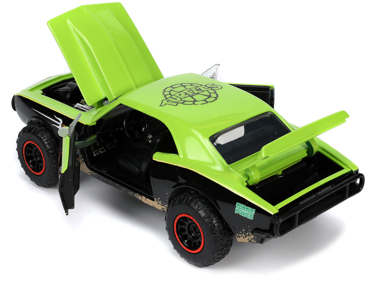 1967 Chevrolet Camaro Offroad Bright Green and Matt Black (Dirty Version) and Raphael Diecast Figure 'Teenage Mutant Ninja Turtles' 'Hollywood Rides' Series 1/24 Diecast Model Car by Jada