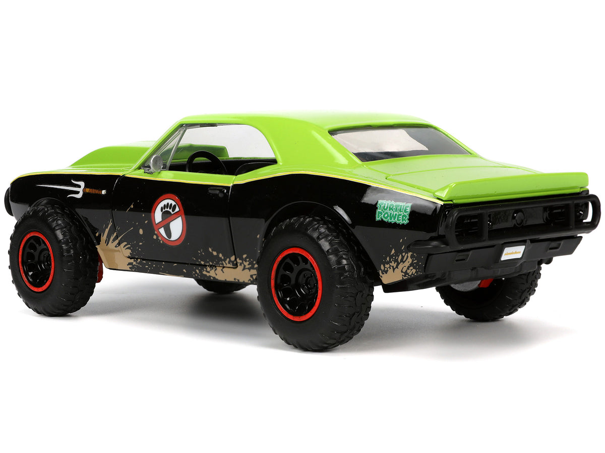 1967 Chevrolet Camaro Offroad Bright Green and Matt Black (Dirty Version) and Raphael Diecast Figure 'Teenage Mutant Ninja Turtles' 'Hollywood Rides' Series 1/24 Diecast Model Car by Jada