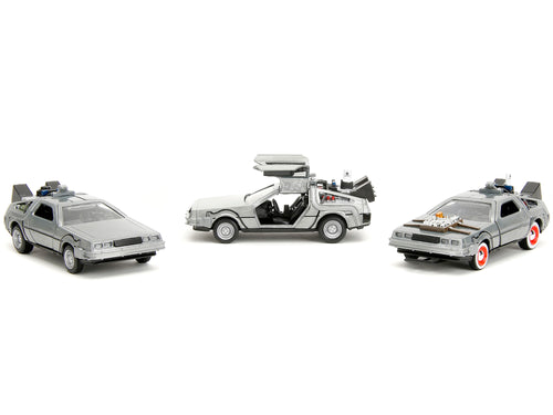 'Back to the Future' Delorean Set of 3 pieces 'Hollywood Rides' Series 1/32 Diecast Model Car by Jada