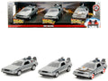 'Back to the Future' Delorean Set of 3 pieces 'Hollywood Rides' Series 1/32 Diecast Model Car by Jada