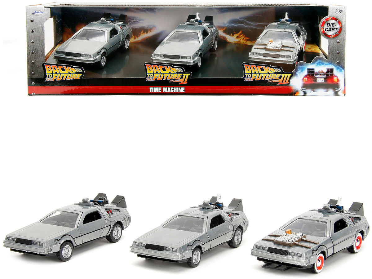 'Back to the Future' Delorean Set of 3 pieces 'Hollywood Rides' Series 1/32 Diecast Model Car by Jada