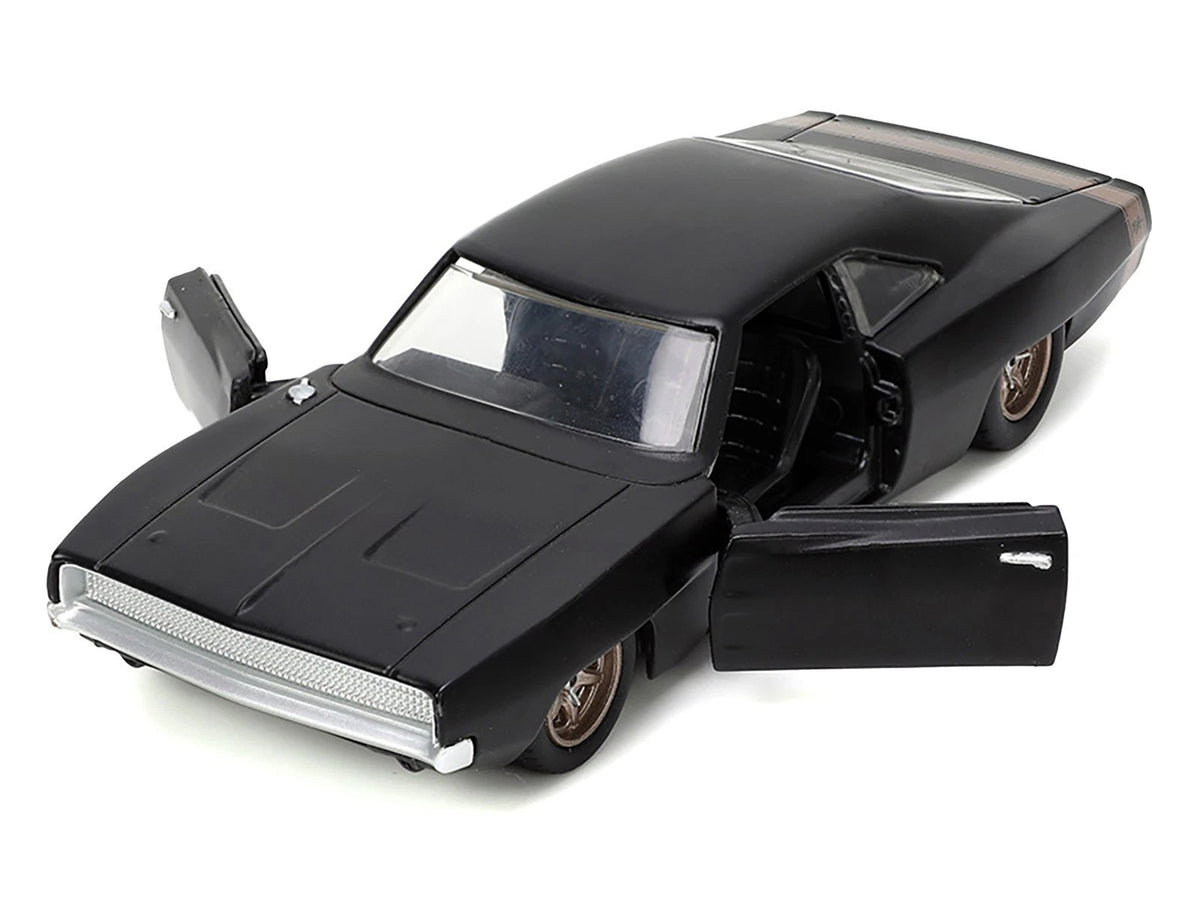 1968 Dodge Charger Widebody Matt Black with Bronze Tail Stripe 'F9' (2021) Movie '25 Years of Fast & Furious' Series 1/32 Diecast Model Car by Jada