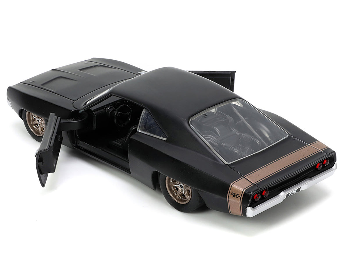 1968 Dodge Charger Widebody Matt Black with Bronze Tail Stripe 'F9' (2021) Movie 'Fast & Furious' Series 1/32 Diecast Model Car by Jada
