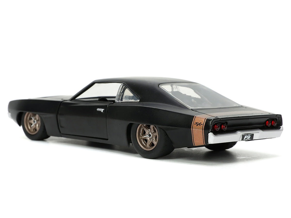 1968 Dodge Charger Widebody Matt Black with Bronze Tail Stripe 'F9' (2021) Movie 'Fast & Furious' Series 1/32 Diecast Model Car by Jada
