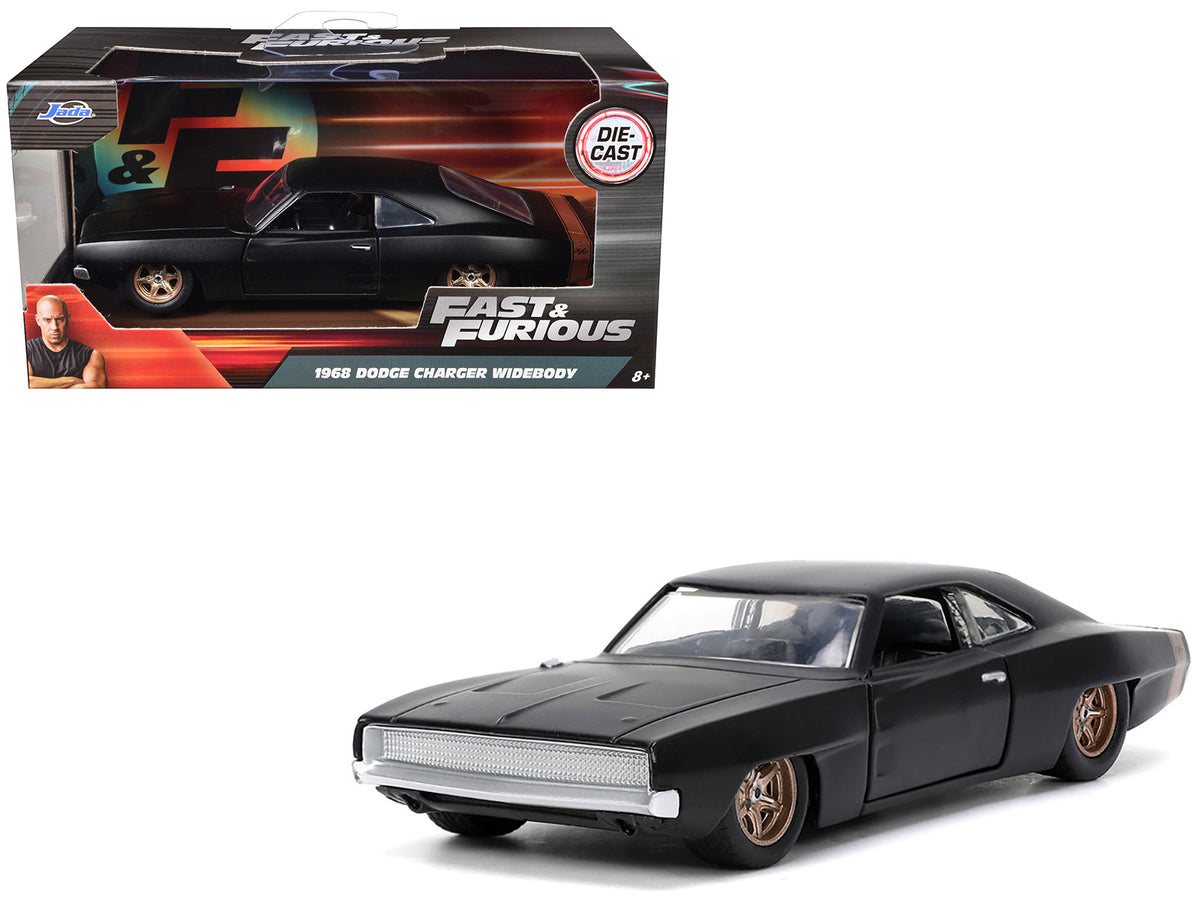 1968 Dodge Charger Widebody Matt Black with Bronze Tail Stripe 'F9' (2021) Movie 'Fast & Furious' Series 1/32 Diecast Model Car by Jada