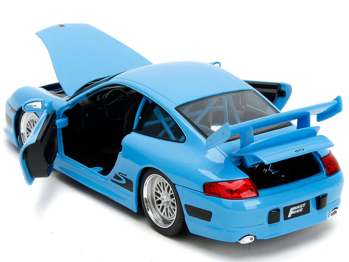 Porsche 911 GT3 RS Light Blue with Black Accents 'Fast Five' (2011) Movie '25 Years of Fast & Furious' Series 1/24 Diecast Model Car by Jada