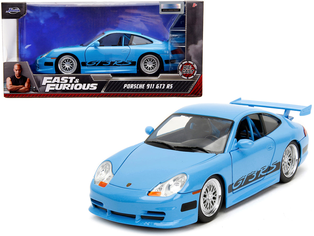 Porsche 911 GT3 RS Light Blue with Black Accents 'Fast & Furious' Movie 1/24 Diecast Model Car by Jada