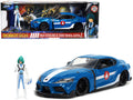 2020 Toyota Supra Blue with Graphics and Max Sterling Diecast Figurine 'Robotech' 'Hollywood Rides' Series 1/24 Diecast Model Car by Jada