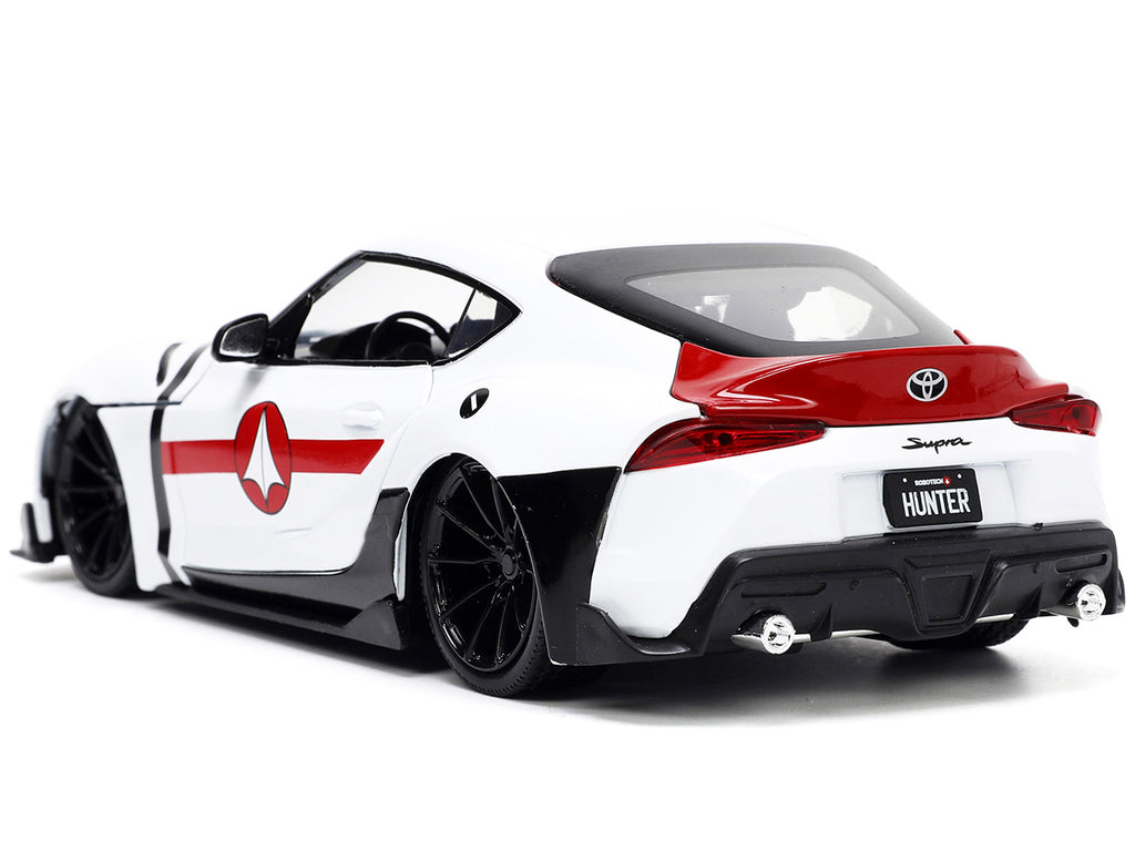 2020 Toyota Supra White and Rick Hunter Diecast Figurine 'Robotech' 'Hollywood Rides' Series 1/24 Diecast Model Car by Jada