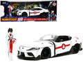 2020 Toyota Supra White and Rick Hunter Diecast Figurine 'Robotech' 'Hollywood Rides' Series 1/24 Diecast Model Car by Jada
