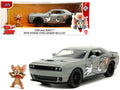 2015 Dodge Challenger Hellcat Gray with 'Tom' Graphics and Jerry Diecast Figure 'Tom and Jerry' 'Hollywood Rides' Series 1/24 Diecast Model Car by Jada