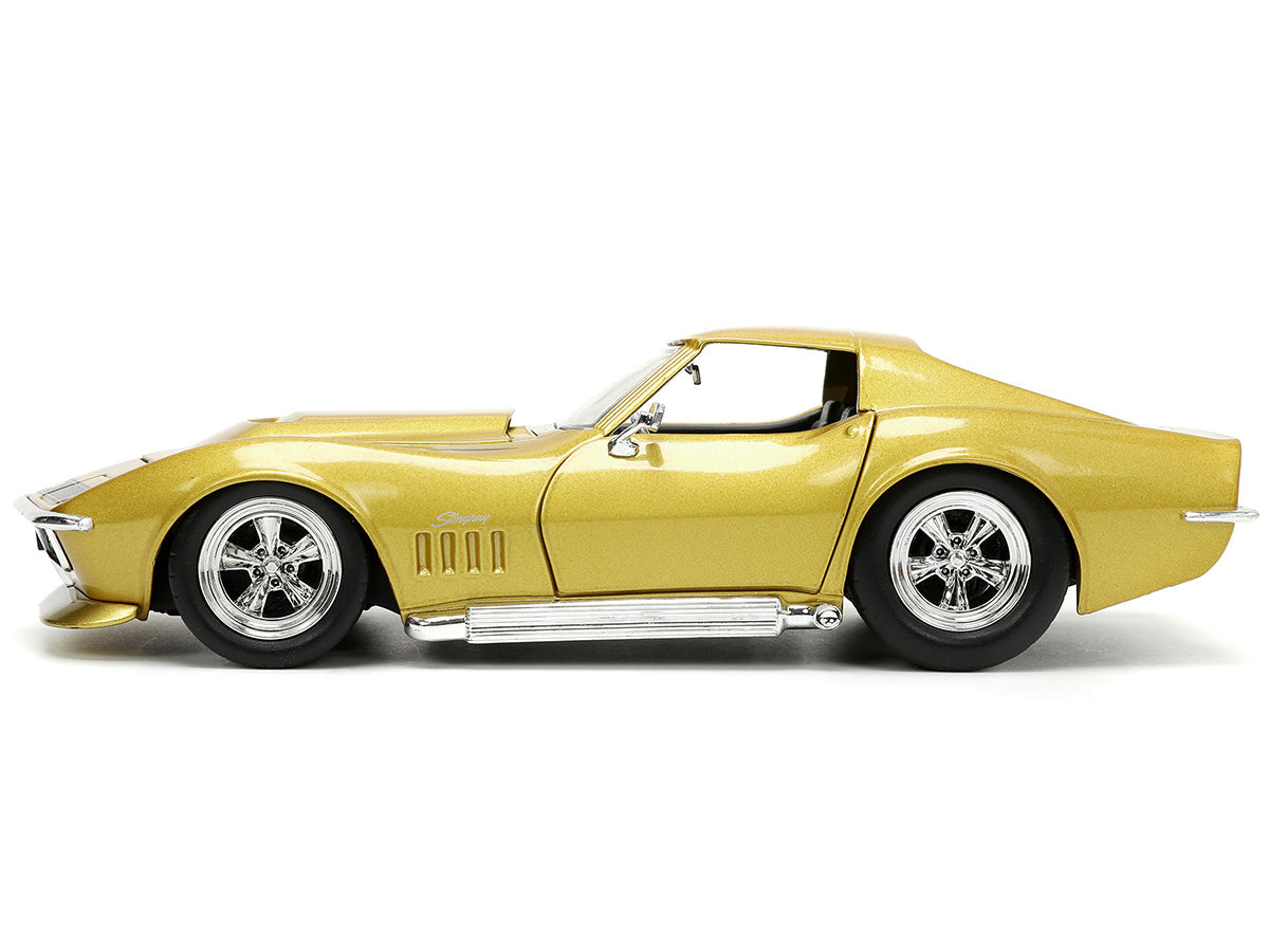 1969 Chevrolet Corvette Stingray ZL-1 Gold Metallic with Black Stripe 'Bigtime Muscle' Series 1/24 Diecast Model Car by Jada