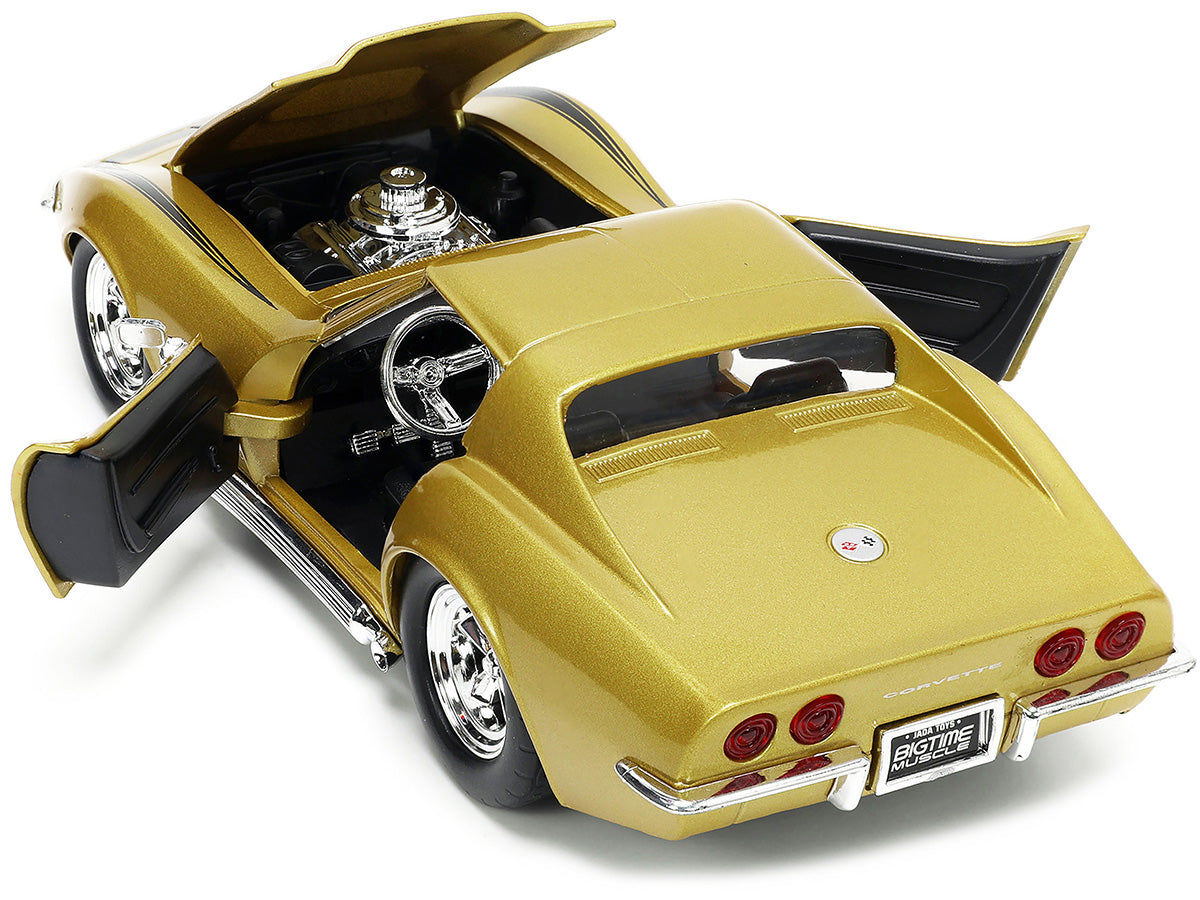 1969 Chevrolet Corvette Stingray ZL-1 Gold Metallic with Black Stripe 'Bigtime Muscle' Series 1/24 Diecast Model Car by Jada