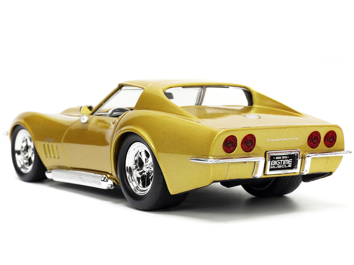 1969 Chevrolet Corvette Stingray ZL-1 Gold Metallic with Black Stripe 'Bigtime Muscle' Series 1/24 Diecast Model Car by Jada