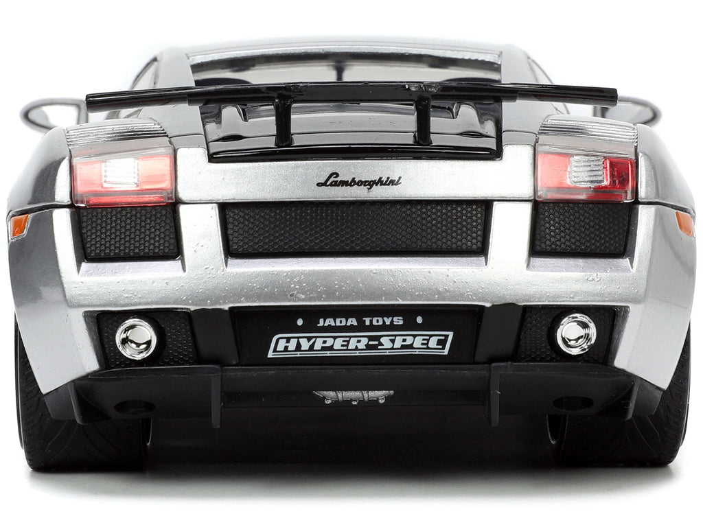 Lamborghini Gallardo Superleggera Silver Metallic with Yellow Stripes 'Hyper-Spec' Series 1/24 Diecast Model Car by Jada