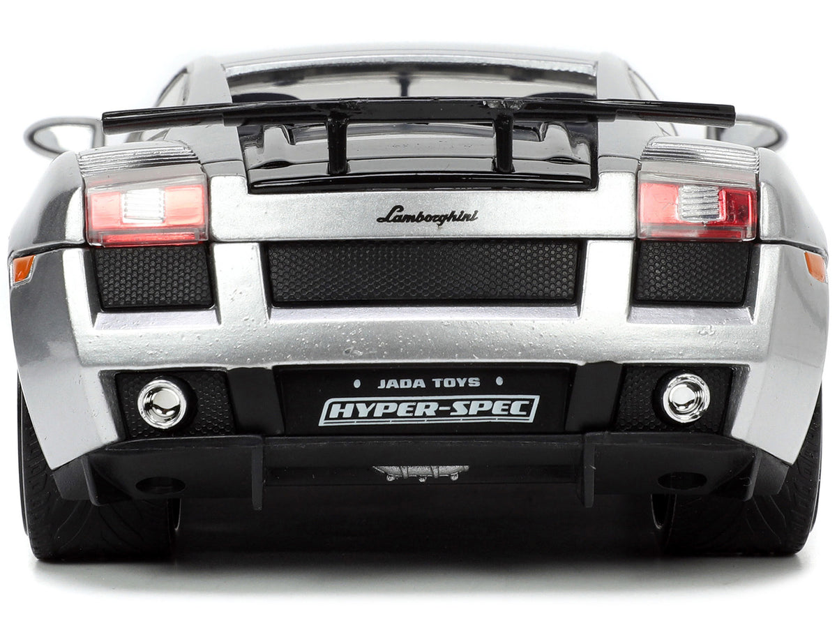 Lamborghini Gallardo Superleggera Silver Metallic with Yellow Stripes 'Hyper-Spec' Series 1/24 Diecast Model Car by Jada