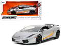 Lamborghini Gallardo Superleggera Silver Metallic with Yellow Stripes 'Hyper-Spec' Series 1/24 Diecast Model Car by Jada