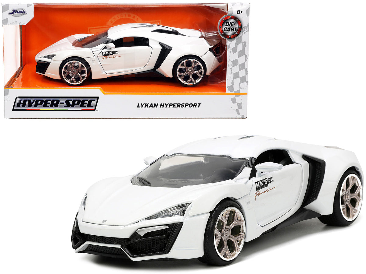 Lykan Hypersport White with Bronze Metallic Rear Spoiler 'HKS' 'Hyper-Spec' Series 1/24 Diecast Model Car by Jada