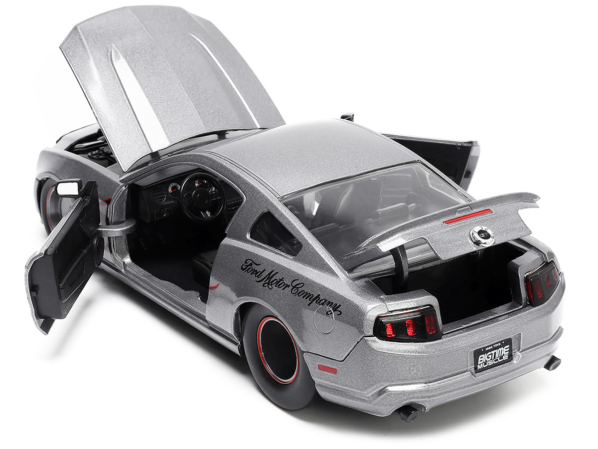 2010 Ford Mustang GT Gray Metallic with Flames 'Ford Motor Company' 'Bigtime Muscle' Series 1/24 Diecast Model Car by Jada